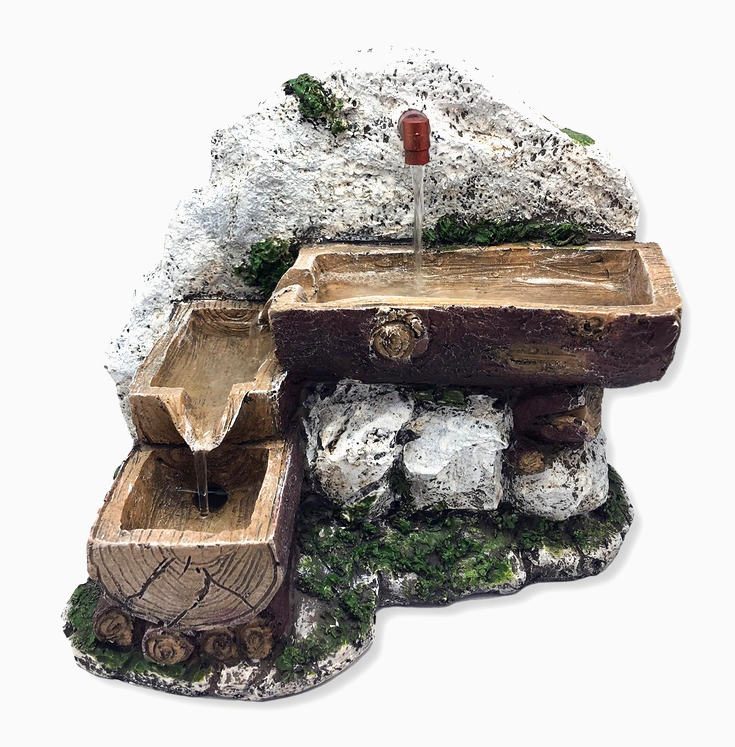 Brunnen - elektrisch mit Holztränke und Pumpe
