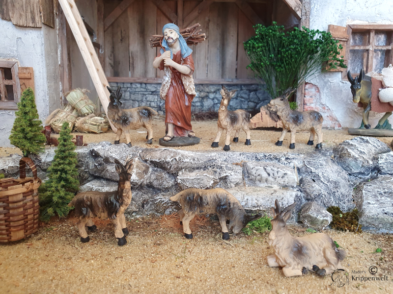 klicken um großes Bild anzuzeigen Krippenfiguren aus Polystone - Ziegen