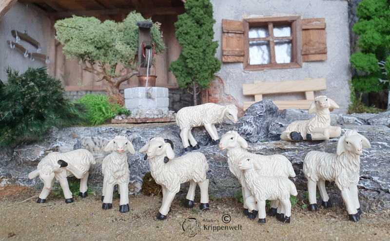 klicken um großes Bild anzuzeigen Krippenfiguren aus Polystone - Schafe