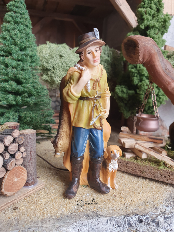 Artikel anzeigen Jäger mit Beute und Hund als Ergänzungsfigur aus Polystone