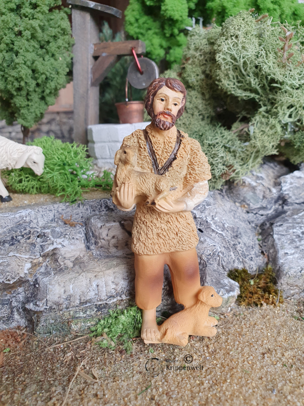 Artikel anzeigen Krippenfigur aus Kunstharz - ein Hirte mit Lamm und Hund