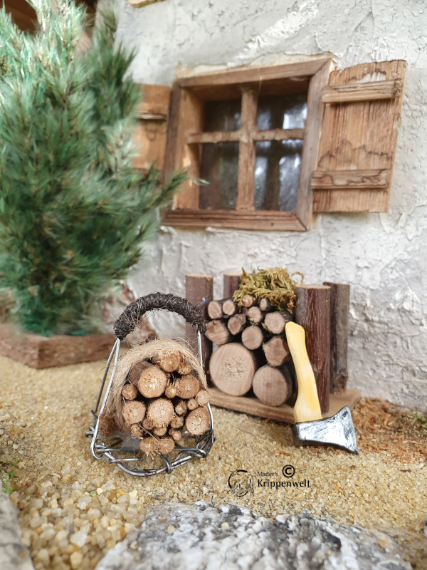 Artikel anzeigen Holzkorb als Weihnachtskrippenzubehör