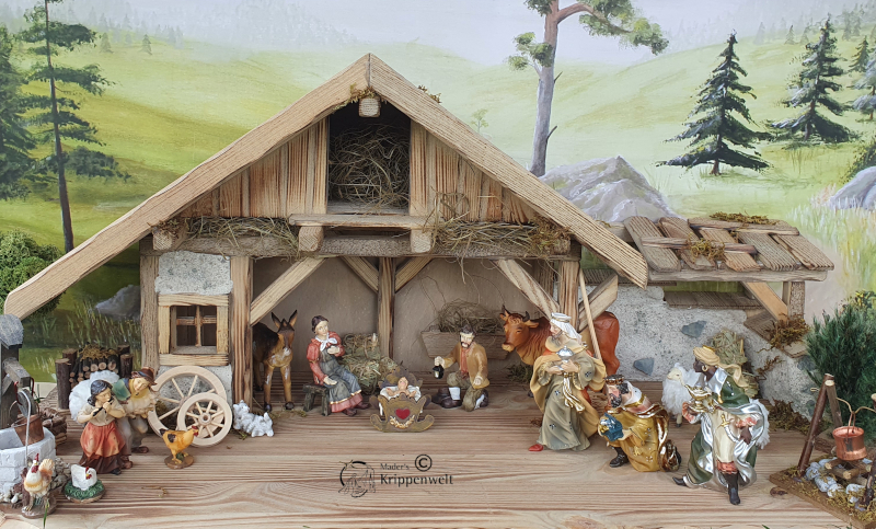 Akantus Krppe Krppenfguren Aus Holz: 8-telges Krppenfguren Set (natur), Holzgeschntzt