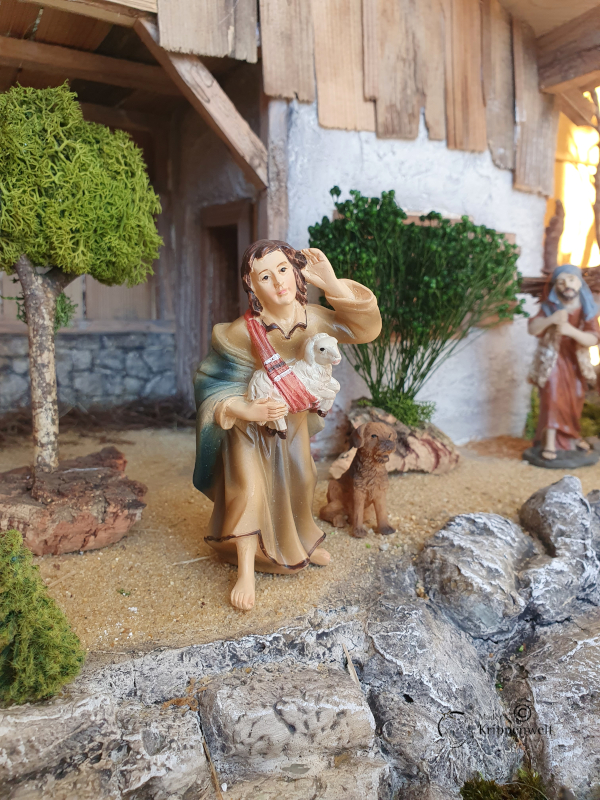 Artikel anzeigen Hirte mit Lamm und Hand am Ohr als Krippenfigur